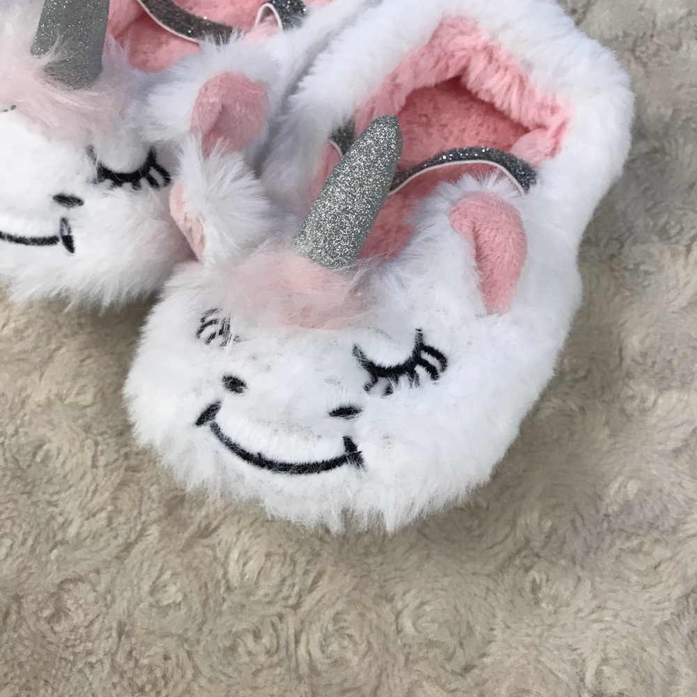 Cat & Jack Unicorn Slipper White Pink Silver - Picture 4 of 4